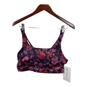 Athleta Exhale Bra Printed Floral Pink and Purple, Small D to DD+, New
